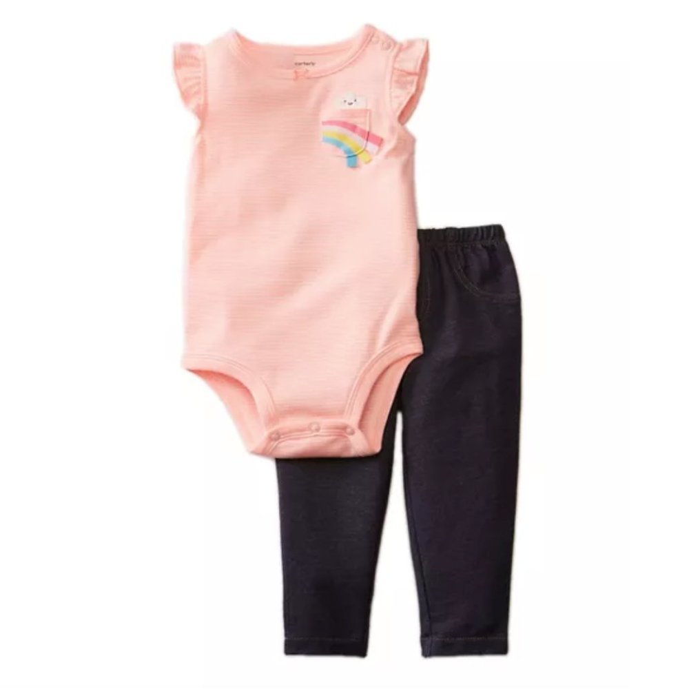 Carter’s Jegging Onesie Set Rainbow Stripes SZ 6 months NEW